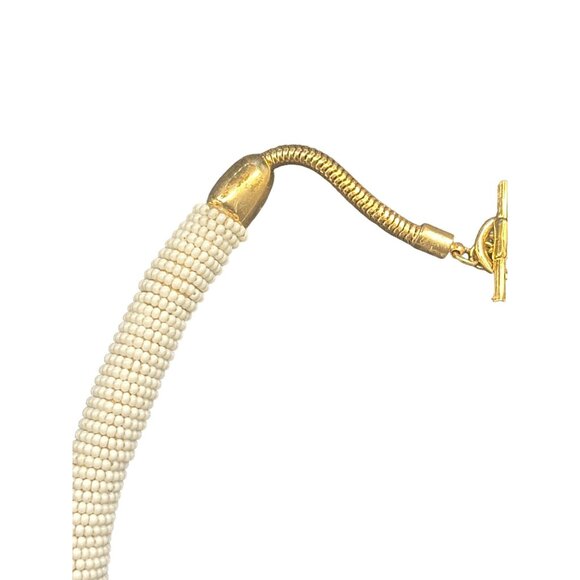 Talbots Black & White Beaded Necklace With Gold-Tone Toggle Clasp - Picture 3 of 5